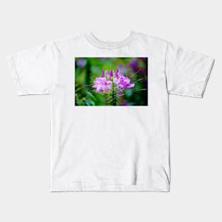 Purple Spider Flower Kids T-Shirt